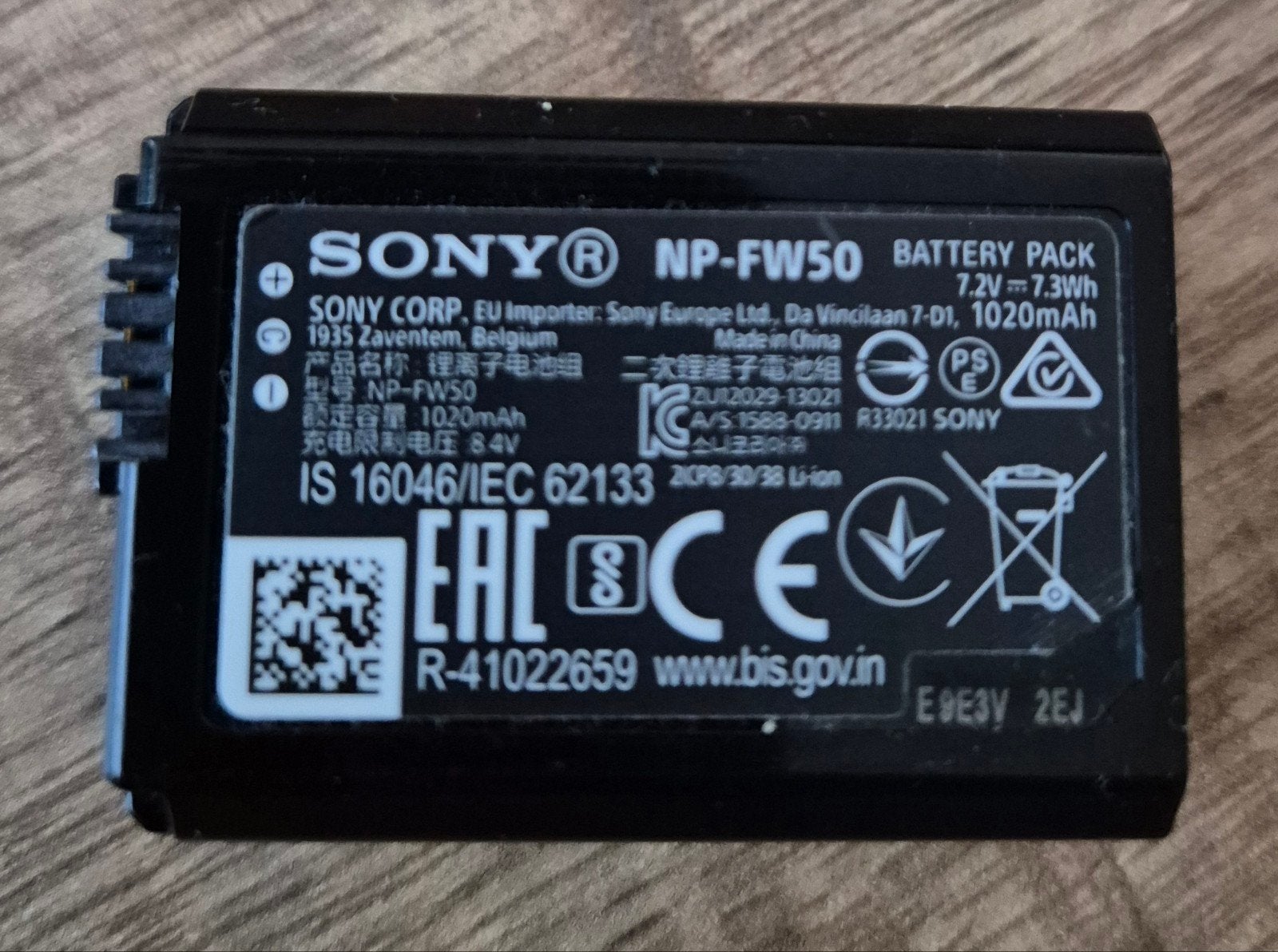Sony NP-FW50 LITHIUM W Batterij voor camera, Ophalen, Gebruikt, Oplaadbaar