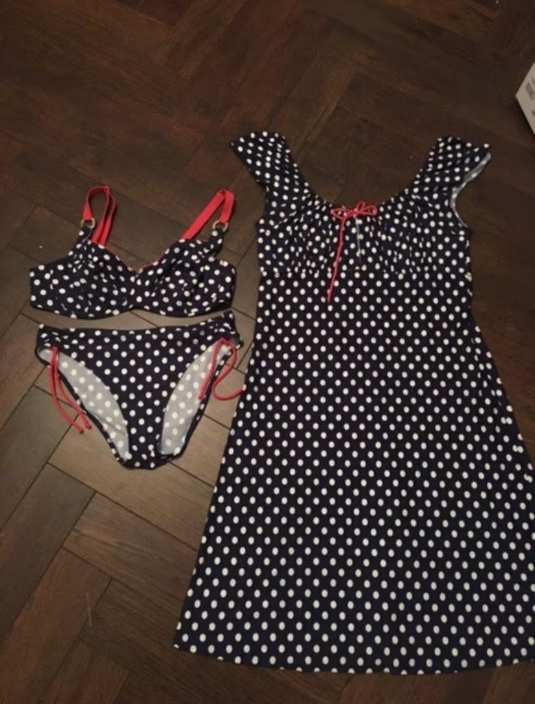 Lise Charmel Retro style Bikini + jurk 42 d80 verzenden kan, Ophalen, Blauw, Lise Charmel, Zo goed als nieuw