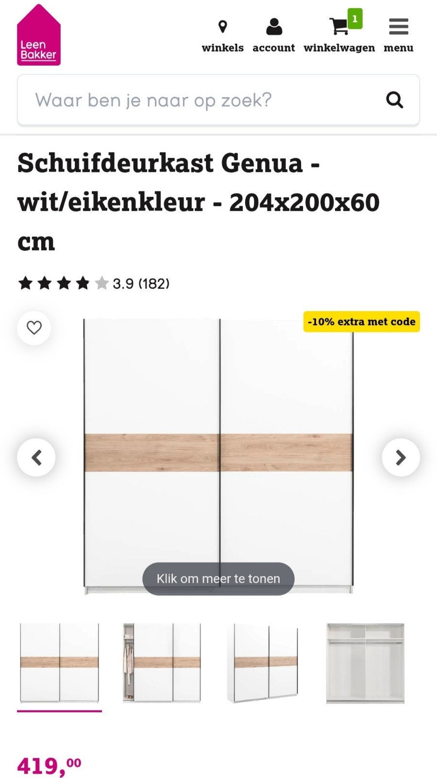 Schuifdeurkast Genua wit/eikenkleur 204x200x60 cm, Ophalen, Eikenhout, Modern, Scandinavisch, Met plank(en)