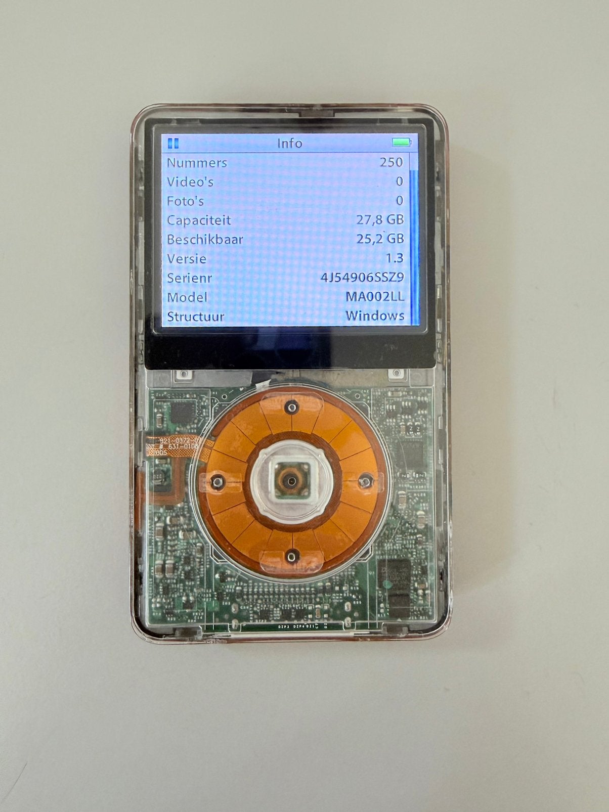 iPod Classic 5e generatie - 30GB - Transparant/Roze, Audio, Tv en Foto, Mp3-spelers | Apple iPod, Gebruikt, Classic, ., Ophalen of Verzenden