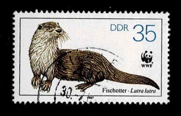 postzegel 2734 DDR dieren Visotter, Ophalen of Verzenden, DDR, Gestempeld