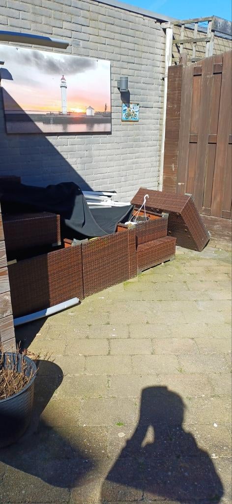 Loungeset bruin wicker, Ophalen of Verzenden