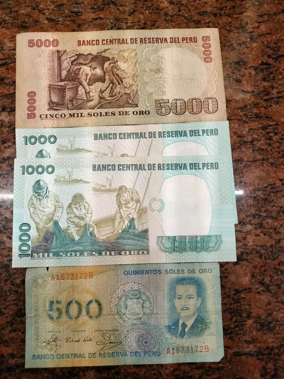 Peruaanse bankbiljetten - 500, 1000, 5000 Soles de Oro, Ophalen of Verzenden, Zuid-Amerika, Setje