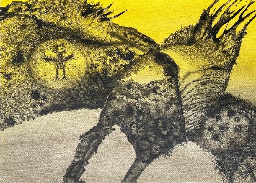 gemengde techniek van Jan Houwe Kuiper, Antiek en Kunst, Ophalen, Gesigneerd