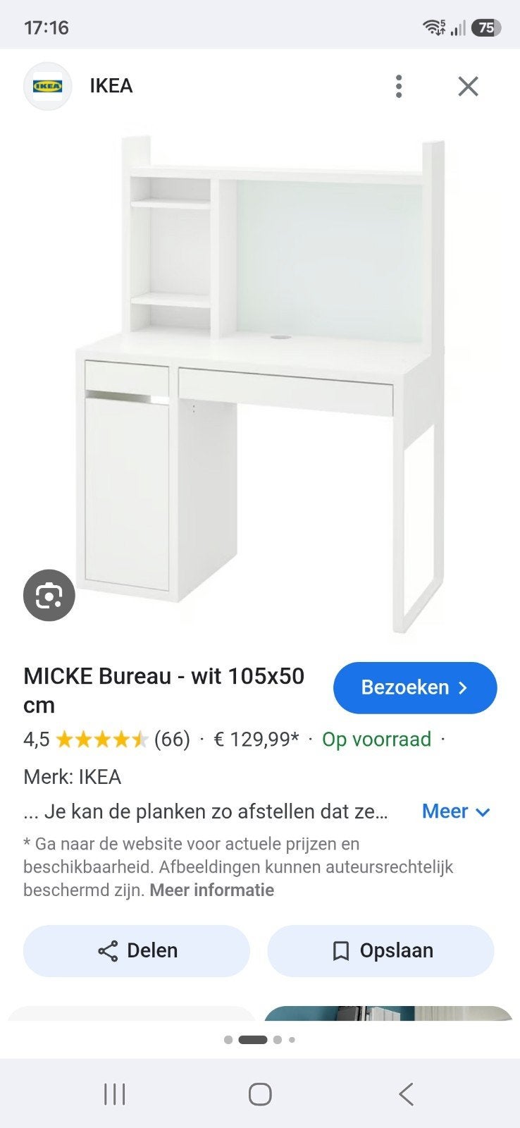 IKEA Micke bureau met opbouw - Super netjes!, Huis en Inrichting, Bureaus, Ophalen of Verzenden