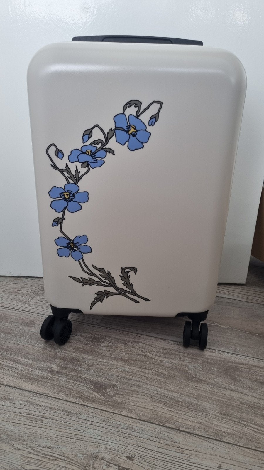VriendenLoterij Koffer met Bloemenprint, Ophalen, Wieltjes, 20 tot 30 cm, Wit