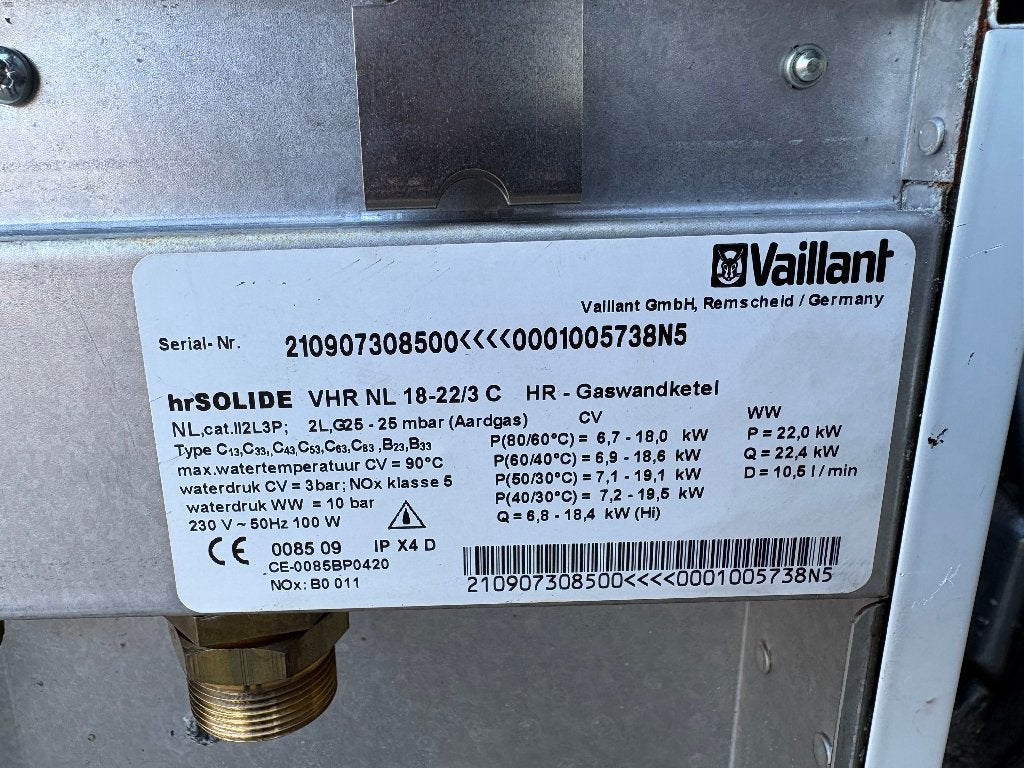 vaillant hrsolide vhr nl 18 22 3c, Ophalen, Gebruikt, Minder dan 30 cm, Cv-ketel of Combi-ketel