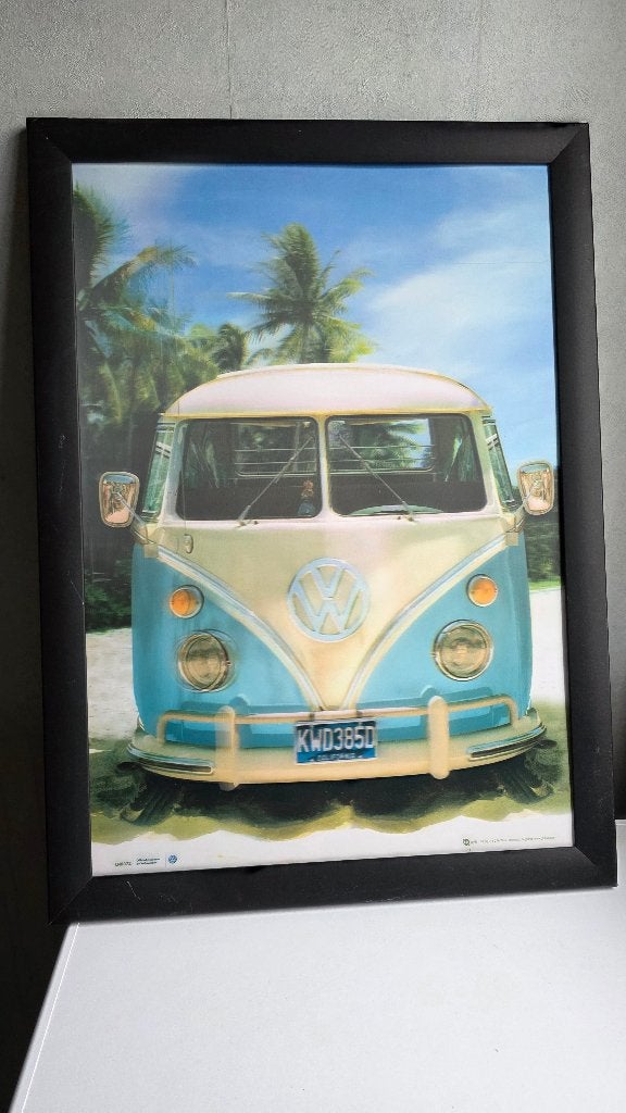 Leuke foto van volkswagenbus, Ophalen, Ingelijst, Overige onderwerpen