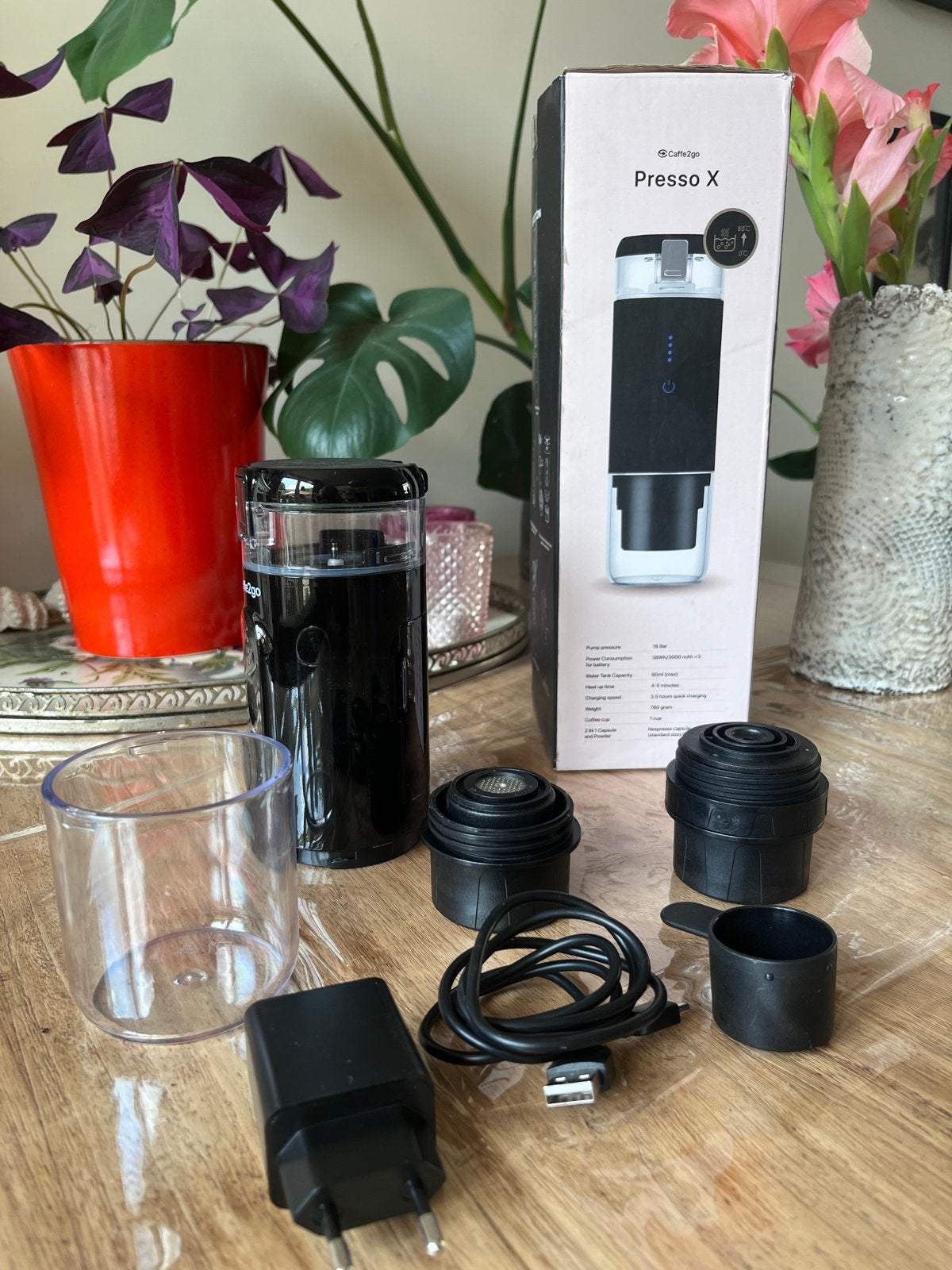 Caffe2go Presso X draagbare espressomachine, Espresso apparaat, Gemalen koffie, Ophalen of Verzenden, Zo goed als nieuw