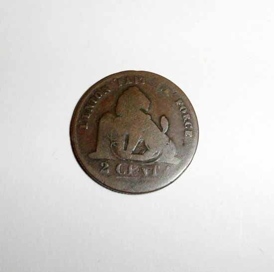 Munt Belgie 2 cent 1835, Postzegels en Munten, Verzenden, Overig, Losse munt