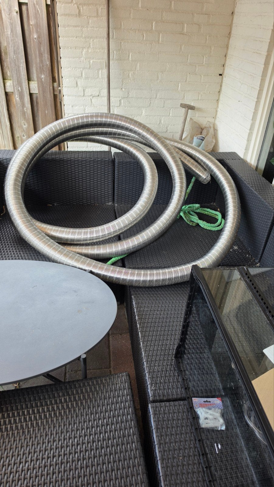 RVS Palletkachel Flexibele Buis - ca. 10 Meter, Doe-het-zelf en Verbouw, Ophalen, Afzuiger