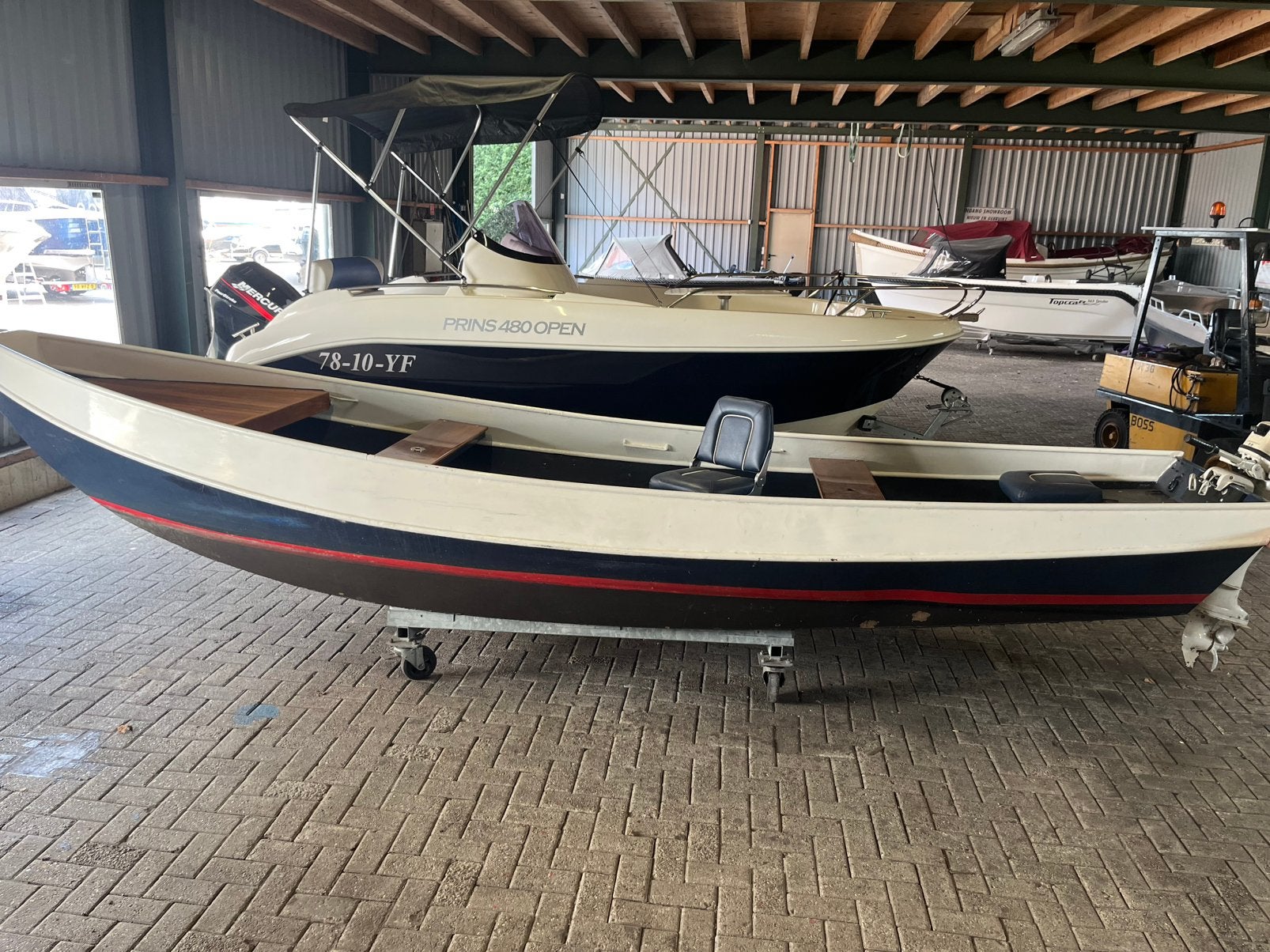 Stalen Punter met Honda 4 PK 4-takt – Vaarklaar!, Watersport en Boten, Ophalen of Verzenden, Zo goed als nieuw, Staal, Buitenboordmotor