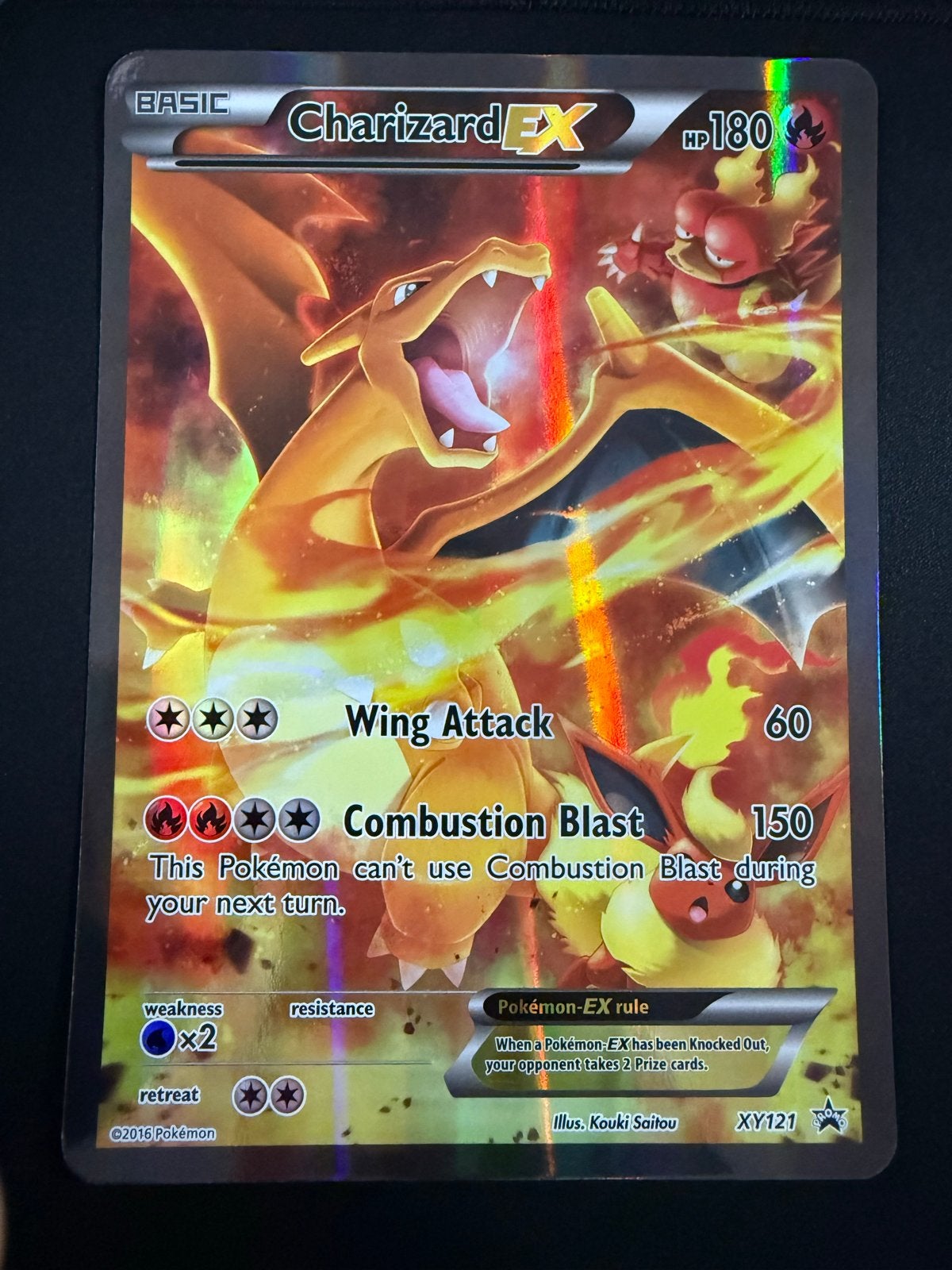 Pokémon Kaart - Charizard EX XY121 (Foil) oversized, Ophalen of Verzenden, Zo goed als nieuw, Losse kaart, Foil