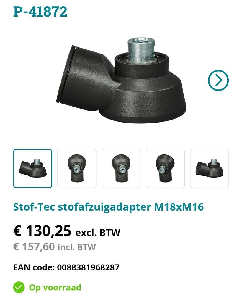 Makita P-41872 Stof-Tec Stofzuigadapter M18xM16, Ophalen of Verzenden