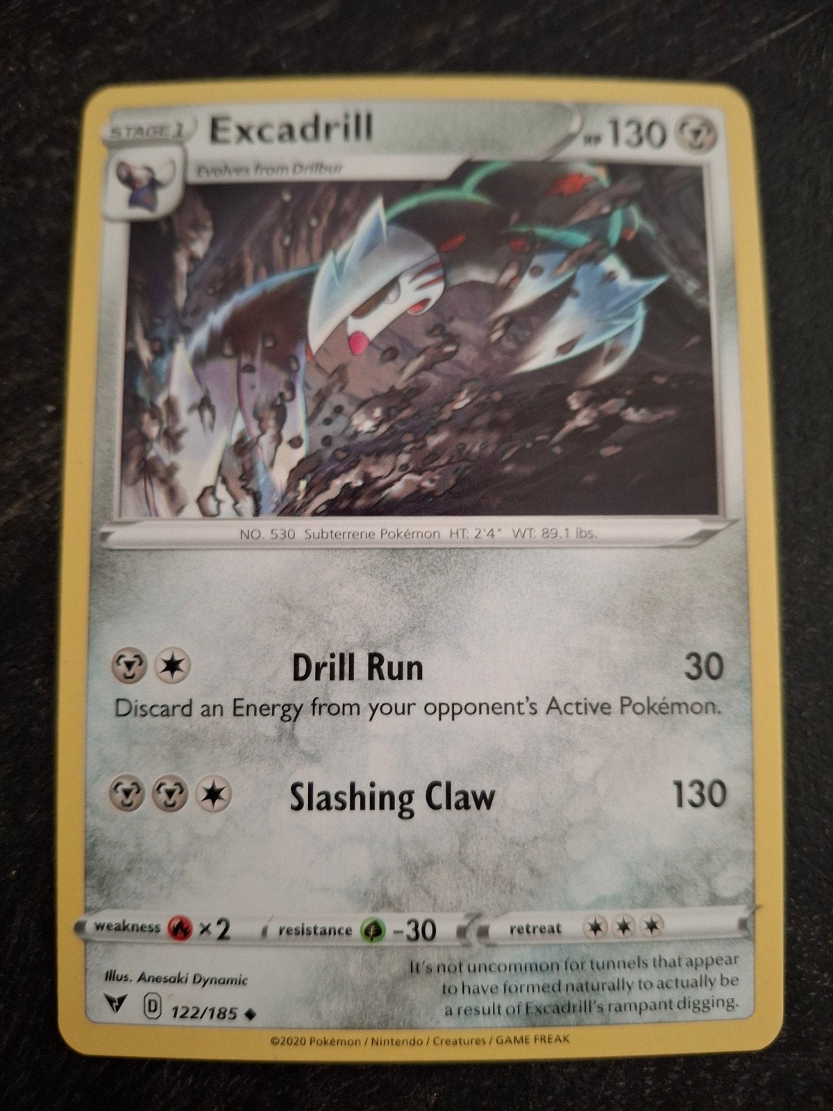 Pokémon Kaart: Excadrill (122/185), Ophalen of Verzenden, Zo goed als nieuw, Losse kaart