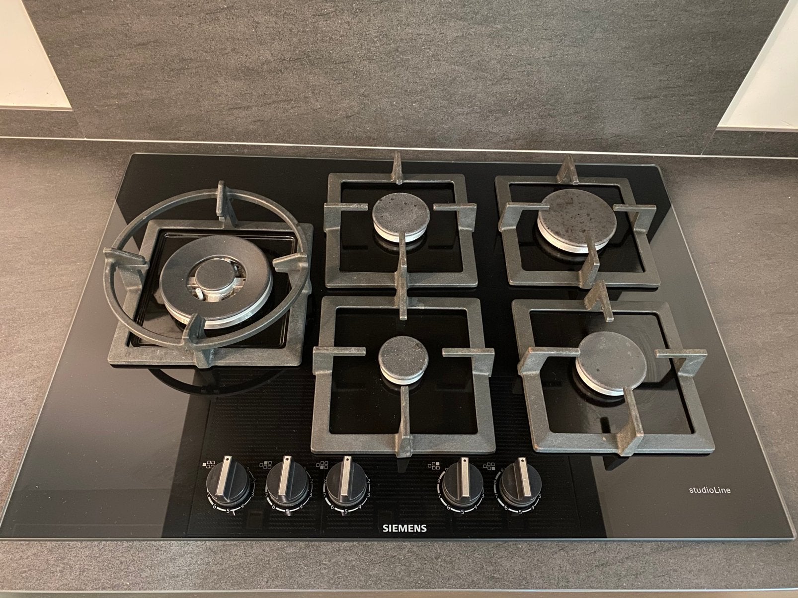 Siemens StudioLine gaskookplaat / 5-pits / zwart glas, Witgoed en Apparatuur, Kookplaten, Ophalen, Zo goed als nieuw, Inbouw, Gas