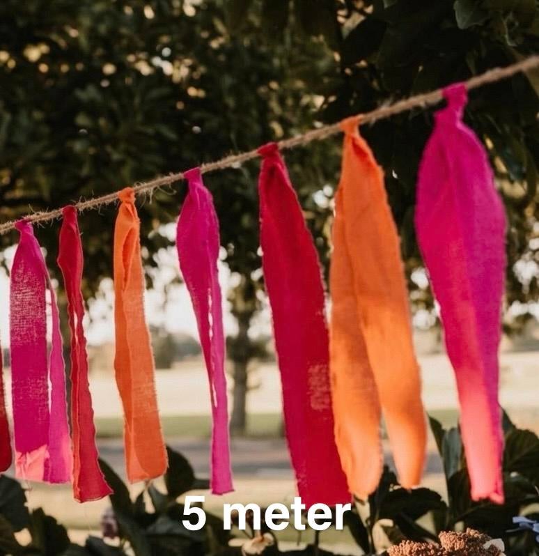Nieuwe stoffen slinger 5 meter (roze/rood/oranje), Hobby en Vrije tijd, Feestartikelen, Ophalen of Verzenden, Nieuw, Versiering