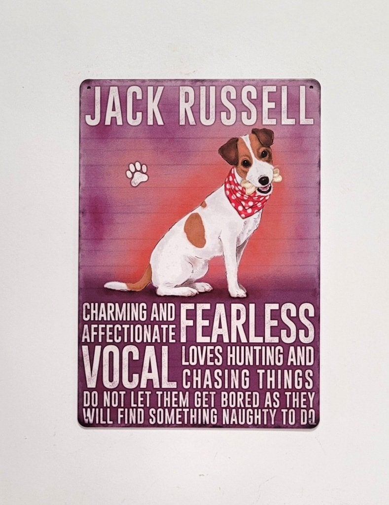 Jack Russel hond eigenschappen reclamebord van metaal deco, Info@deconoord.nl, Gebruikt, Deco Noord, Ophalen of Verzenden
