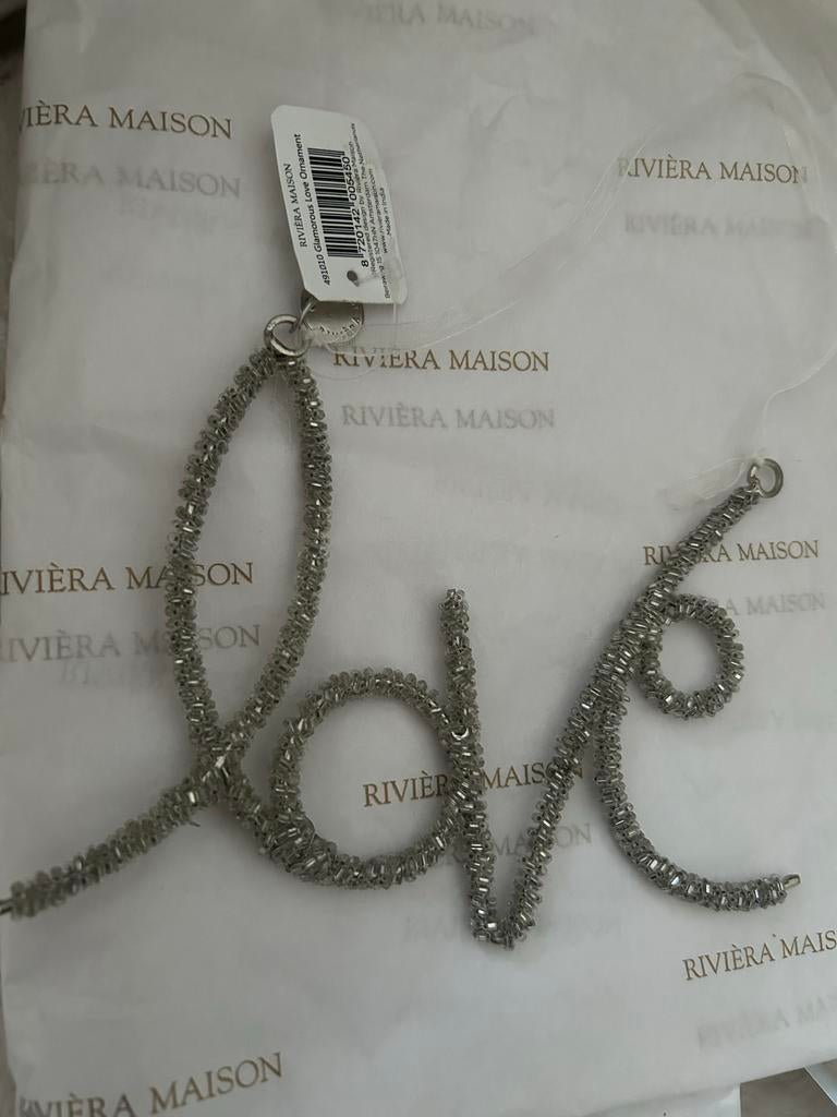 Riviera Maison Glamorous Love Ornament Zilver, Ophalen of Verzenden, Nieuw, Zilver, Metaal