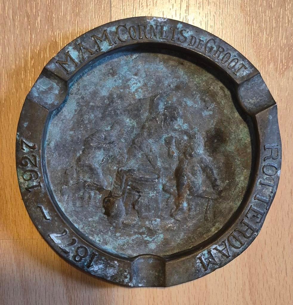 Antieke Bronzen Asbak Rotterdam 1877-1927 - Vintage, Antiek en Kunst, Antiek | Koper en Brons, Ophalen of Verzenden
