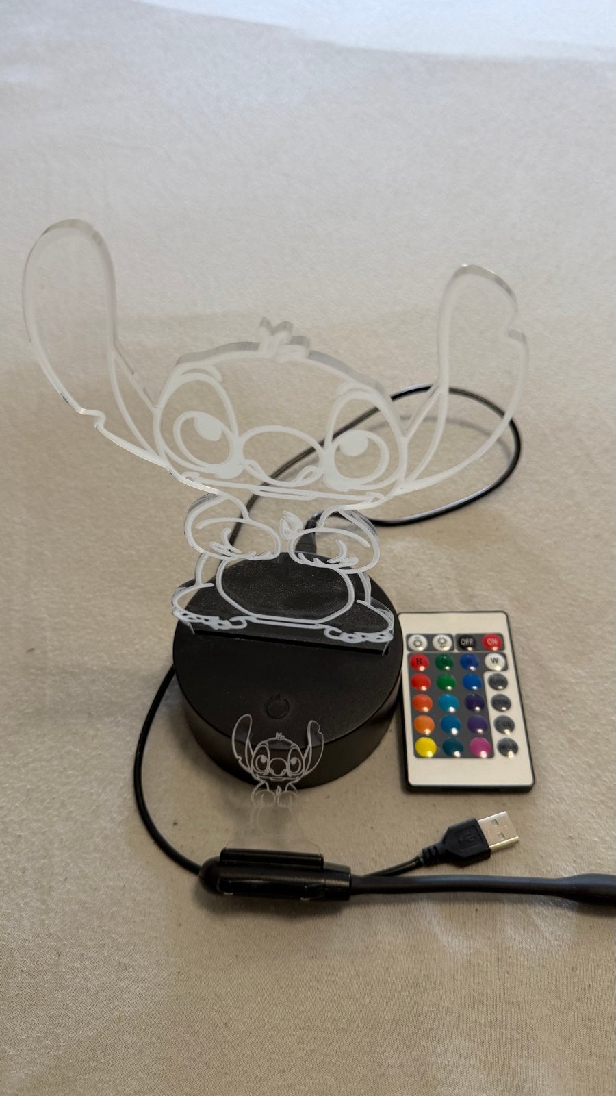 Stitch 3D LED Nachtlampje met Afstandsbediening, Ophalen, Overige merken, Kunststof, Meerkleurig
