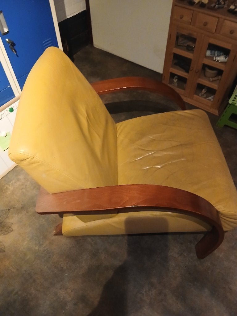 Vintage écht leren fauteuil - leuke prijs ! Bieden mag!, Huis en Inrichting, Fauteuils, Ophalen, Gebruikt, Minder dan 75 cm, Leer