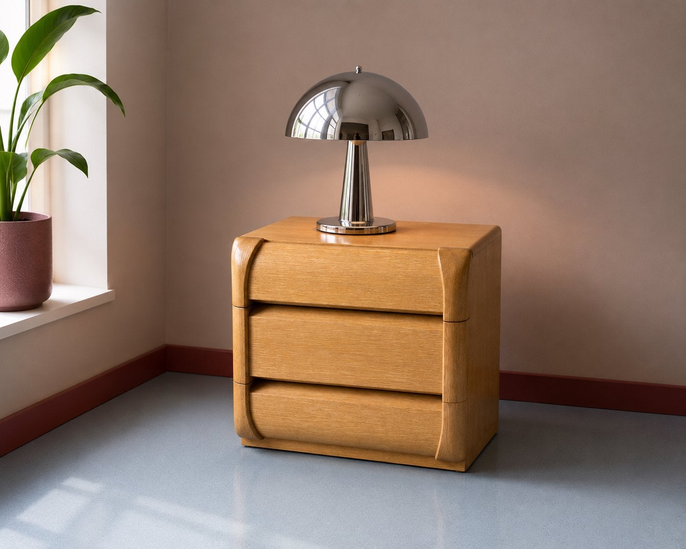 Vintage design ladekastje/nachtkastje bruin– Moser jaren ’70, Ophalen, Zo goed als nieuw, 45 tot 65 cm, Minder dan 55 cm