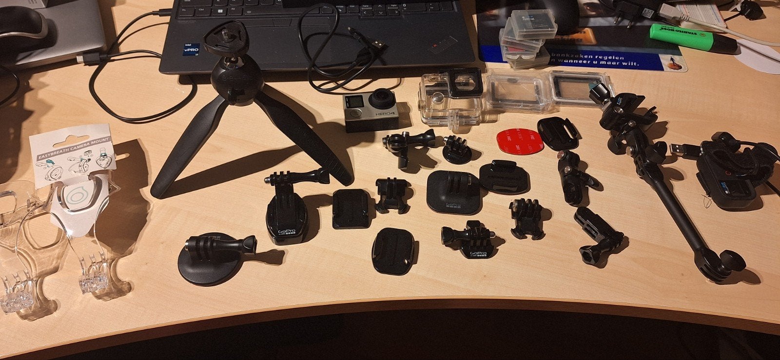GoPro Hero 4 Silver met accessoires en batterijen, Audio, Tv en Foto, Actiecamera's, Ophalen, Gebruikt, GoPro