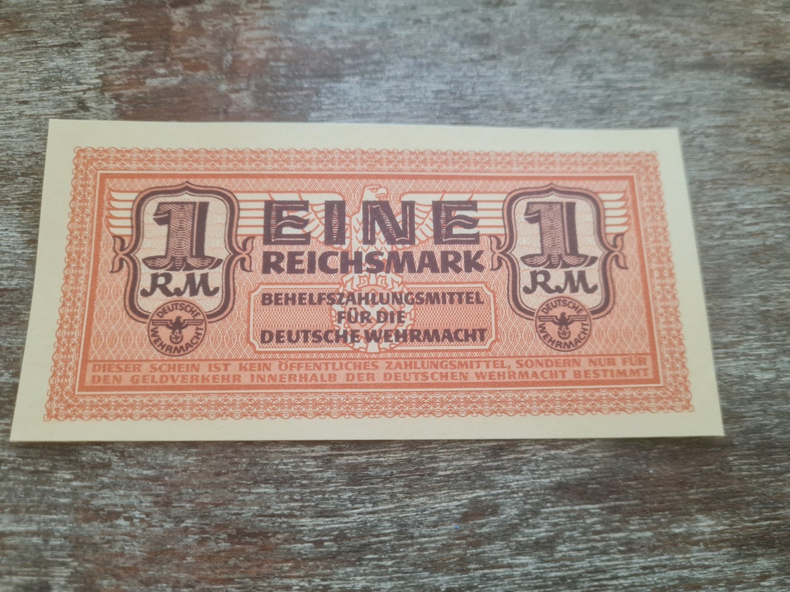 Biljet 1 Reichsmark Wehrmacht Tweede Wereldoorlog, Ophalen of Verzenden, Duitsland