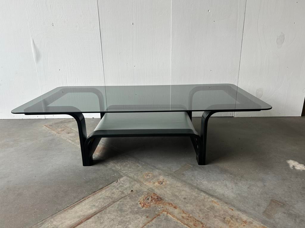 Salontafel vintage met rookglas 70’s, Huis en Inrichting, Tafels | Salontafels, Ophalen, Gebruikt, 100 tot 150 cm, 50 tot 100 cm