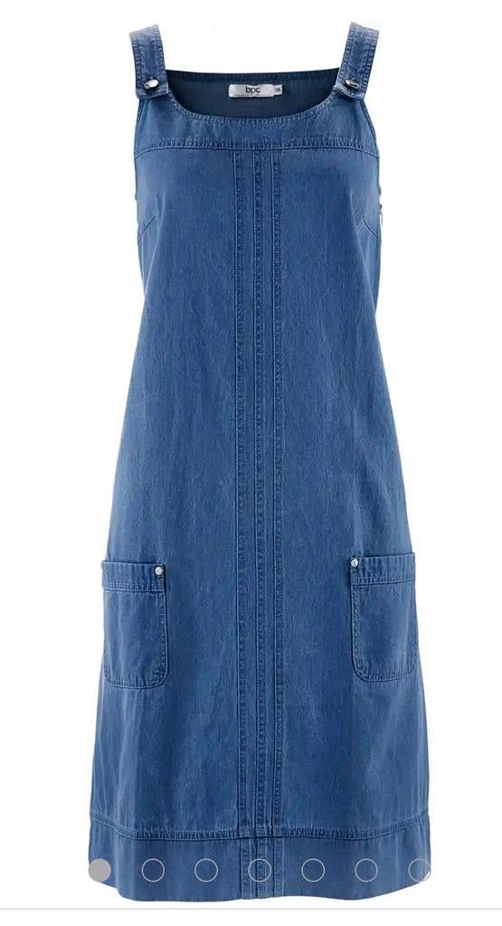 Spijkerjurk met bretels maat 46, Blauw, Maat 46/48 (XL) of groter, Ophalen of Verzenden, Gedragen