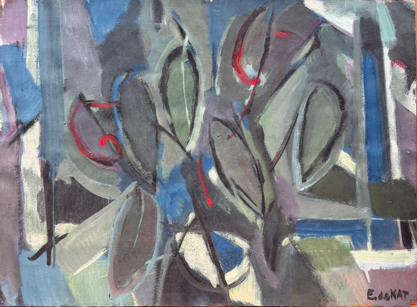 Ewout de Kat (1904-1974), Ophalen, Expressionistisch, Stilleven, Papier