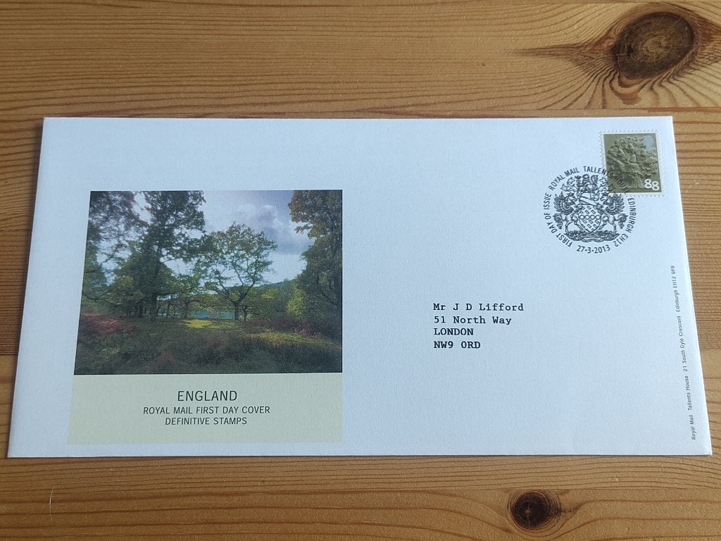 Engeland regional FDC 88p 2013, Postzegels en Munten, Postzegels | Europa | UK, Ophalen of Verzenden, Gestempeld