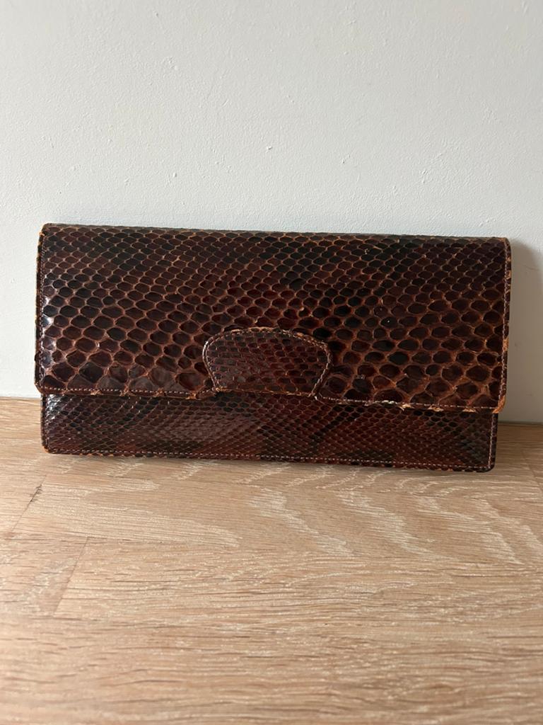VINTAGE CROCO LEREN TASJE CLUTCH prijs verlaagd!, Ophalen of Verzenden