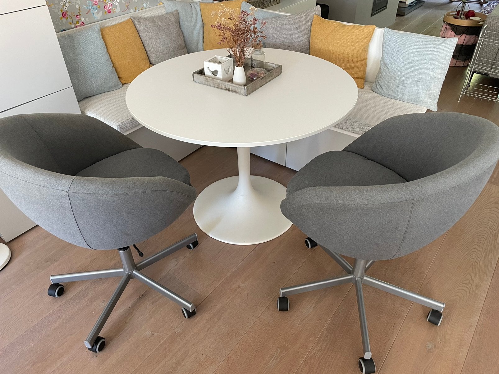 Set van 2 grijze bureaustoelen met wieltjes, Ophalen, Gebruikt, Grijs, Bureaustoel