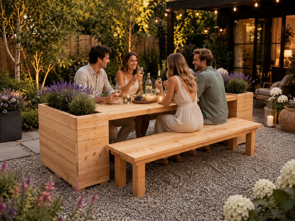 Bloembak tuintafel - Plantenbak tafel - Plantentafel buiten, Ophalen of Verzenden, Nieuw, Rechthoekig, Hout