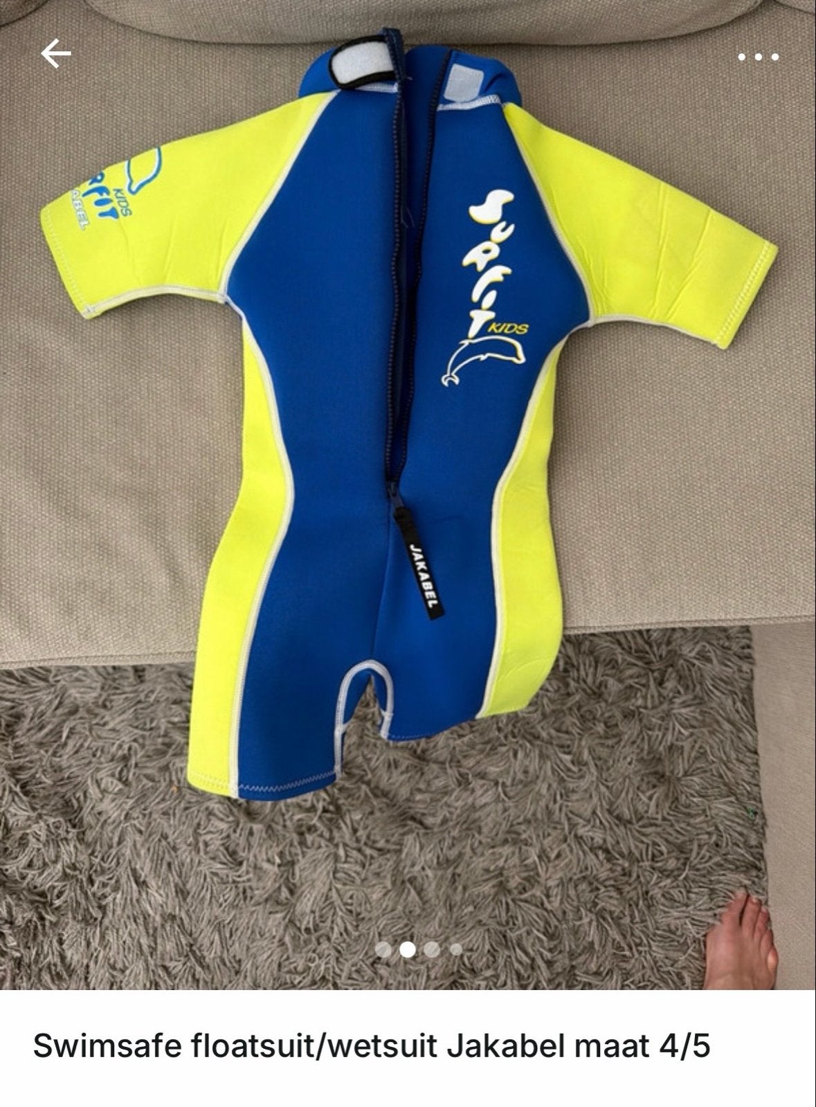 Jakabel Wetsuit met antitip-over nekring Mt 4/5, Ophalen of Verzenden, Zo goed als nieuw, Jongetje of Meisje, Zwem-accessoire