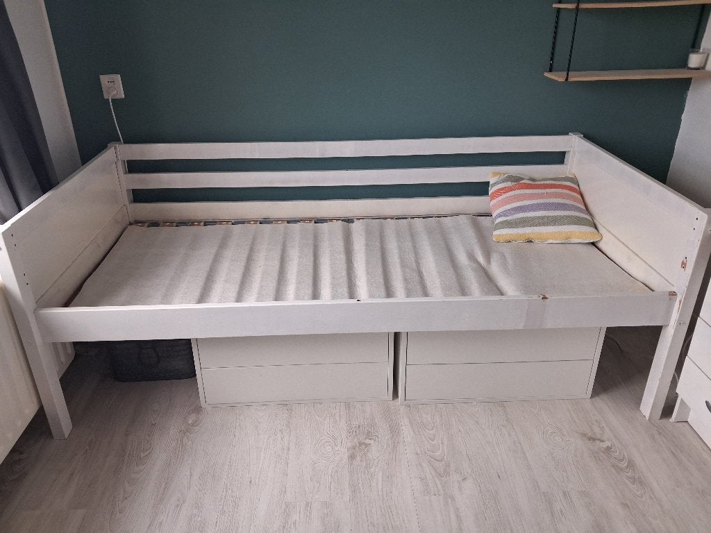 1 persoonsbed met lattenbodem, Huis en Inrichting, Ophalen, Gebruikt, 90 cm, Eenpersoons