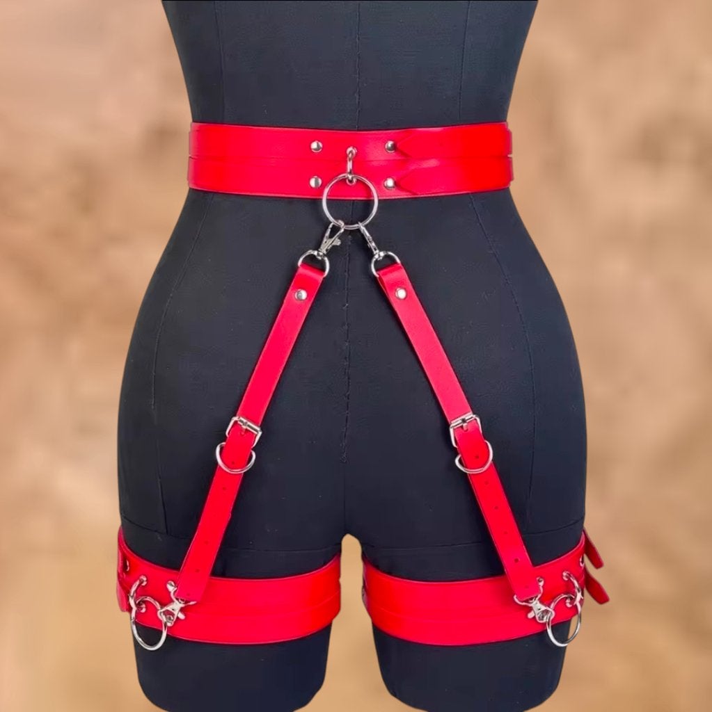 Harness Lingerie Kouseband Gotisch Nieuw Rood Kraag Huid, Verzenden, Rood, Body of Korset