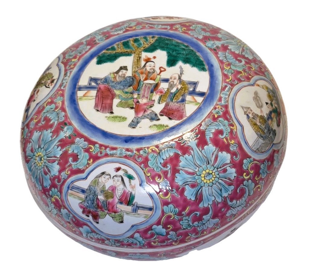 Chinese porseleinen Dekseldoos, Famille Rose., Antiek en Kunst, Ophalen of Verzenden