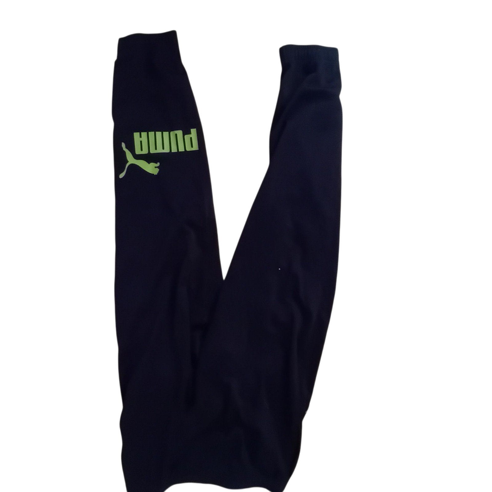 Puma trainingsbroek donkerblauw met groen logo, Puma, Verzenden, Zwart, Zo goed als nieuw