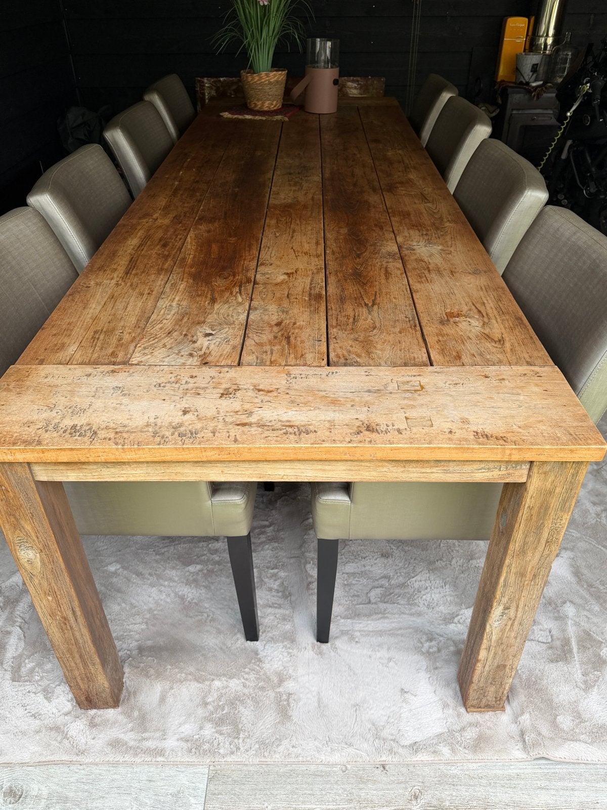 Grote Teakhouten Eettafel - Eden Plantage Teak 3 meter, Ophalen, Gebruikt, Teakhout, 200 cm of meer