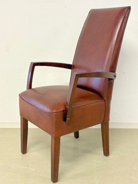 Armstoel in volnerf rundleer, Huis en Inrichting, Stoelen, Ophalen, Bruin, Nieuw, Engels / Klassiek