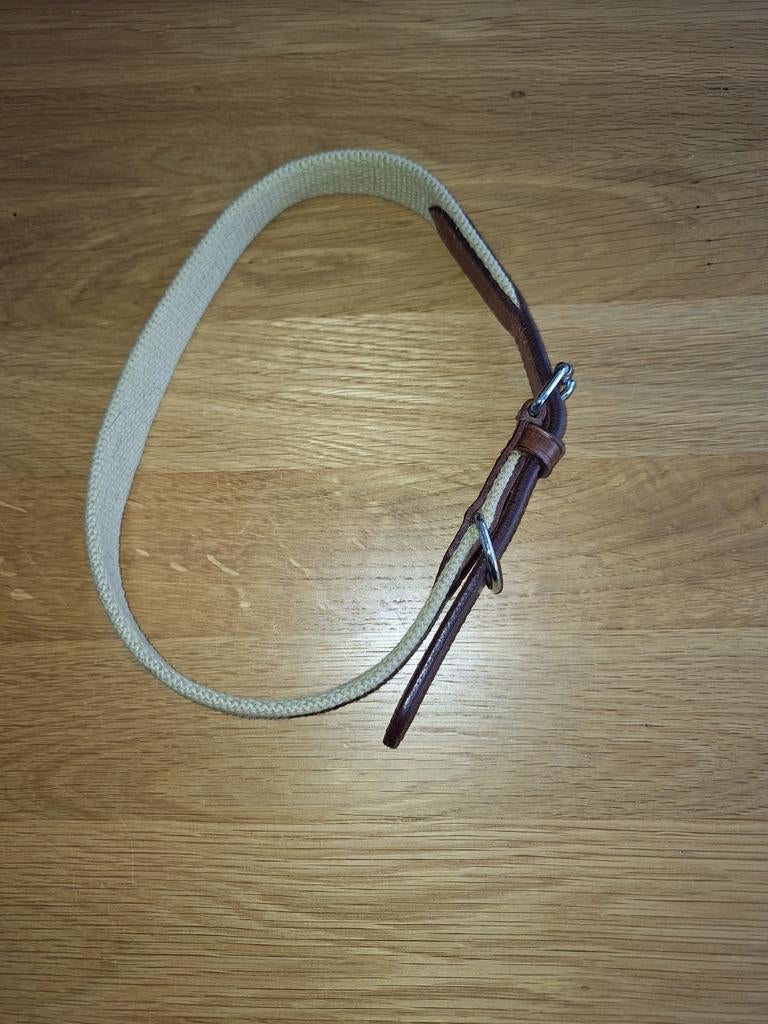 Honden halsband, echt leer met stevige stof, Dieren en Toebehoren, Ophalen of Verzenden, Zo goed als nieuw