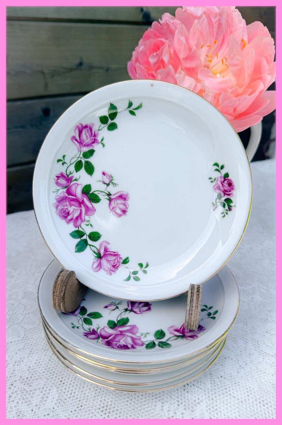 Brocante bordjes high tea servies gebakbordjes, Ophalen of Verzenden