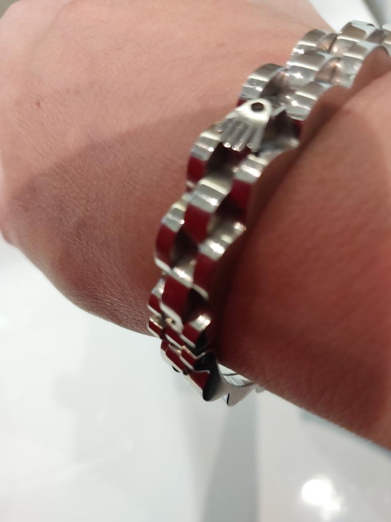 Armband met Rolex kroontjes., Ophalen of Verzenden, Zo goed als nieuw, Zilver, Zilver