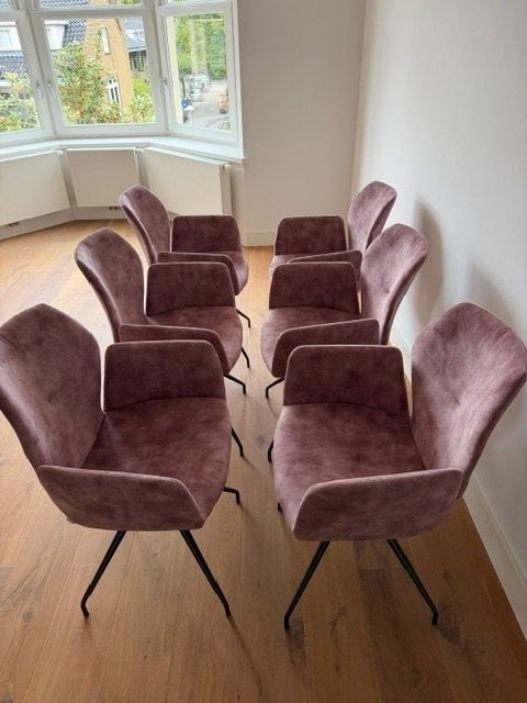 6 eetkamerstoelen van Fabricati (mauve), Ophalen, Overige kleuren, Zo goed als nieuw, Vijf, Zes of meer stoelen