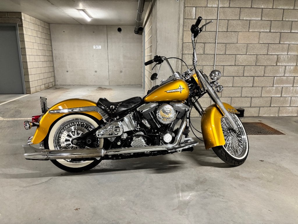 Harley-Davidson Softail Custom Chopper - Goudkleurig, 2 cilinders, 1340 cc, Chopper, Gebruikt