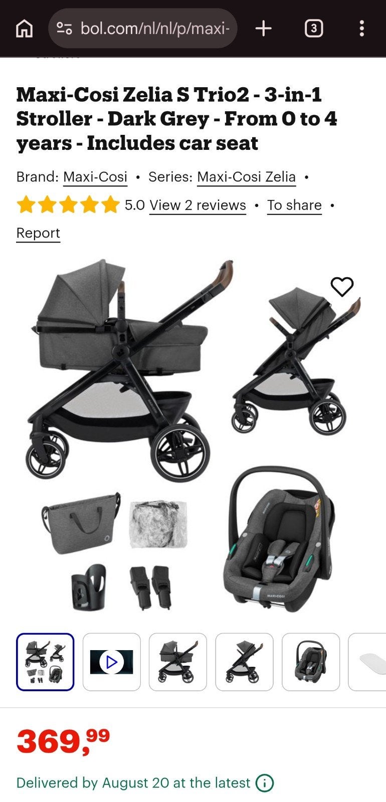 Maxi-Cosi Zelia S Trio 2 - 3-in-1 kinderwagen met autostoel, Ophalen
