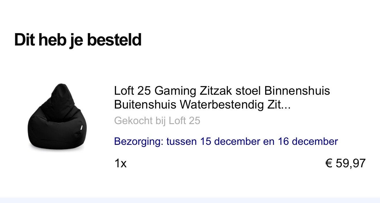 Zwarte Gaming Zitzak - Zo goed als nieuw, Huis en Inrichting, Ophalen, Zo goed als nieuw, Zwart, Zitzak